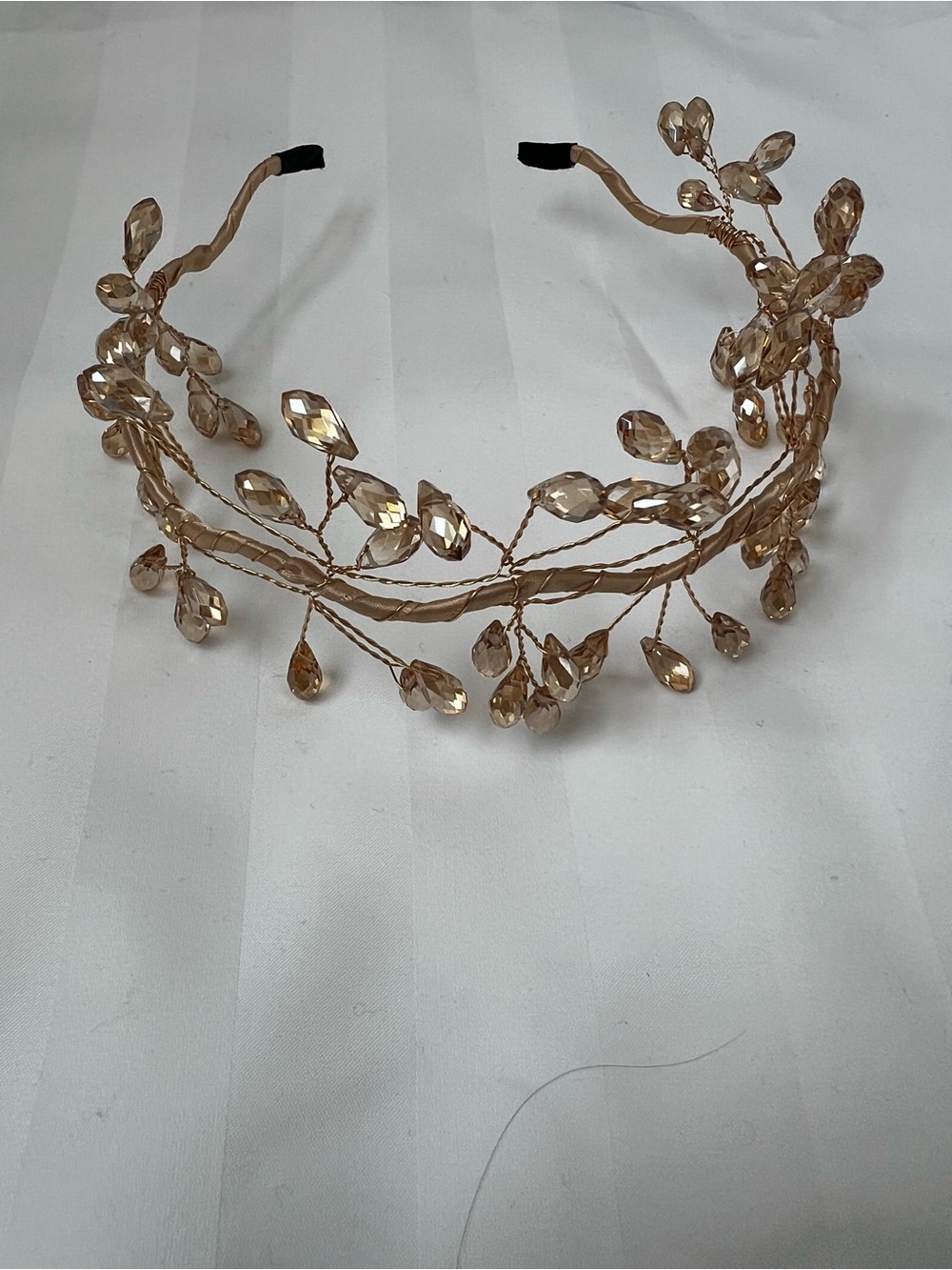 Delicate Champagne Crystal Branch Headband - Unbranded